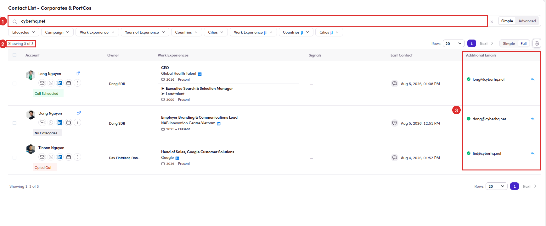 Searching by email domain