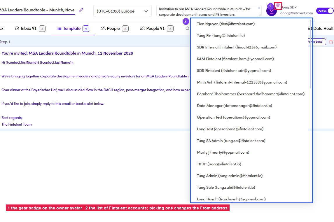 Sending account picker