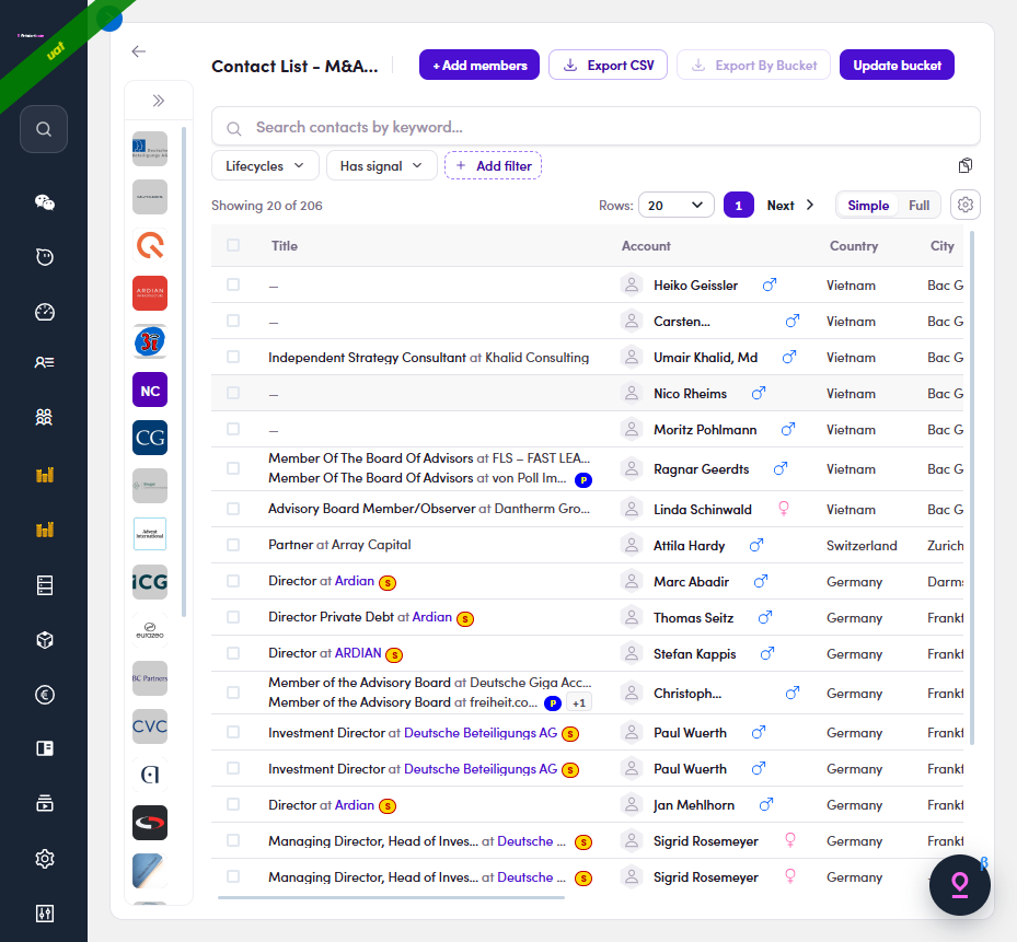 List page with the floating Fintalent Agent button bottom-right