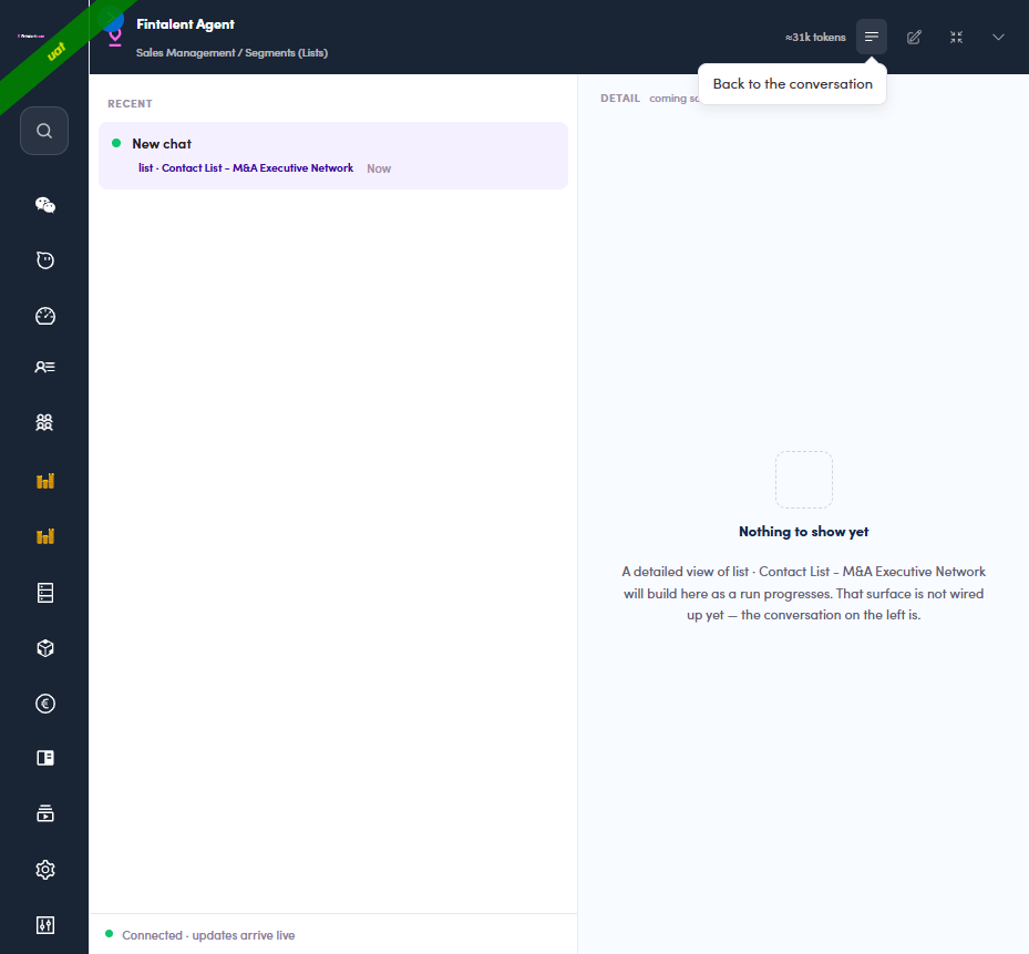 Recent chats list for this list