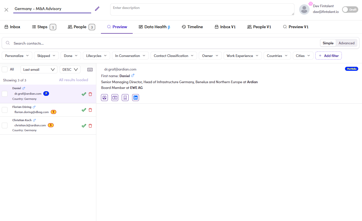 Preview with no step block on an admin-created campaign