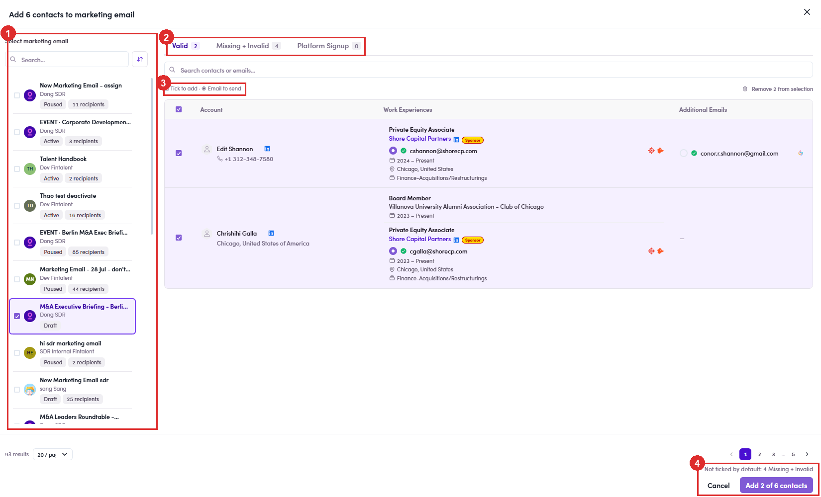 The add-to-marketing-email drawer