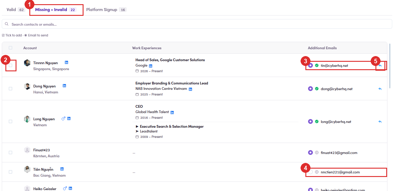Missing + Invalid tab, nothing pre-ticked