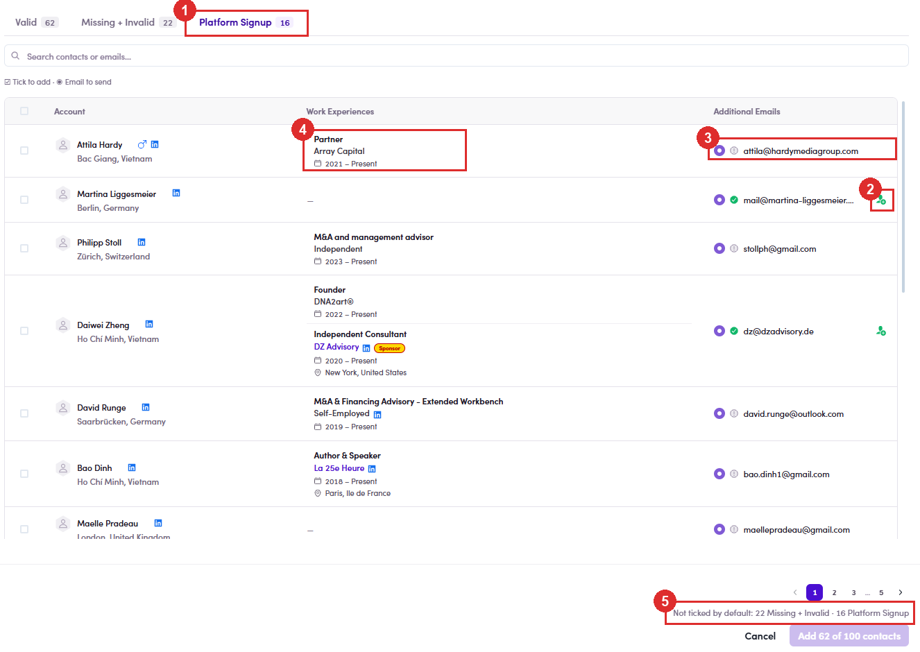 Platform Signup tab