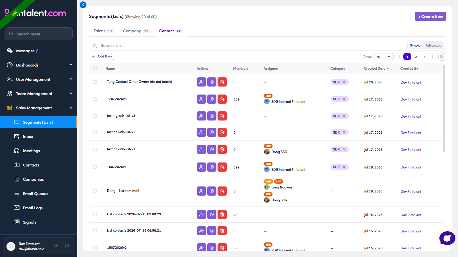 Ops Segments page