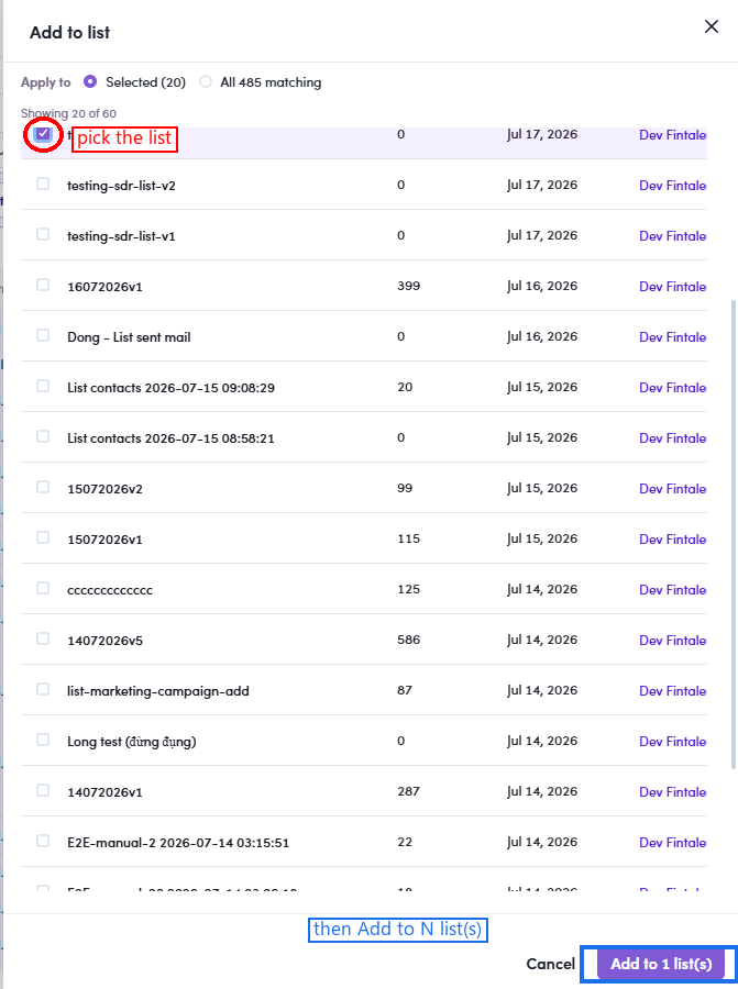 Add to list picker from employees