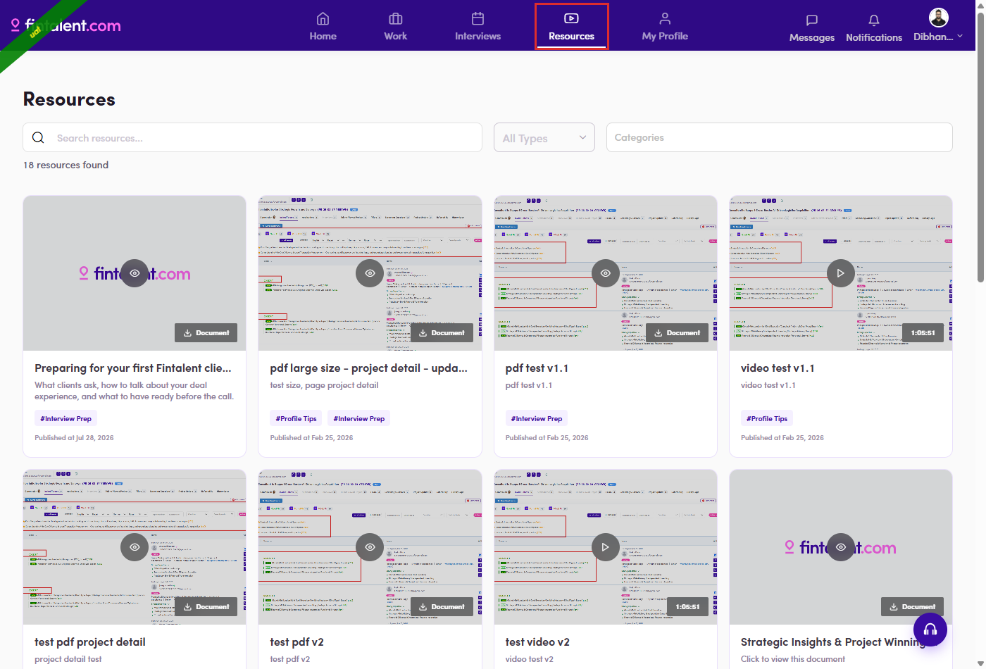 Resources in the talent navigation