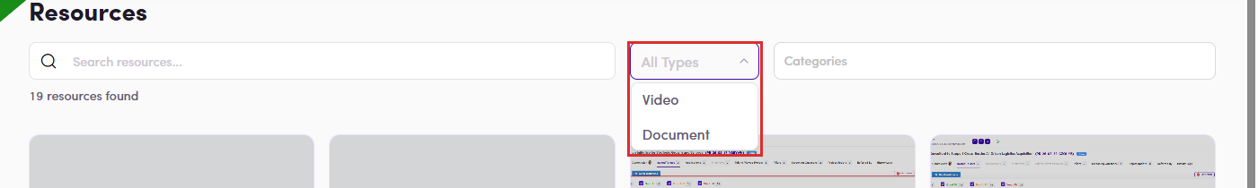 All Types dropdown open