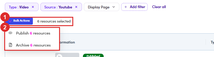 Bulk Actions menu