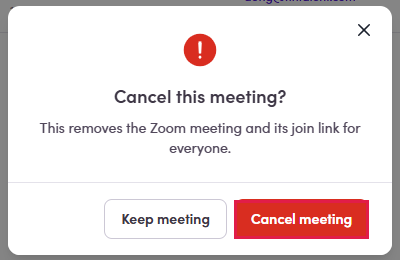 The cancel meeting confirmation