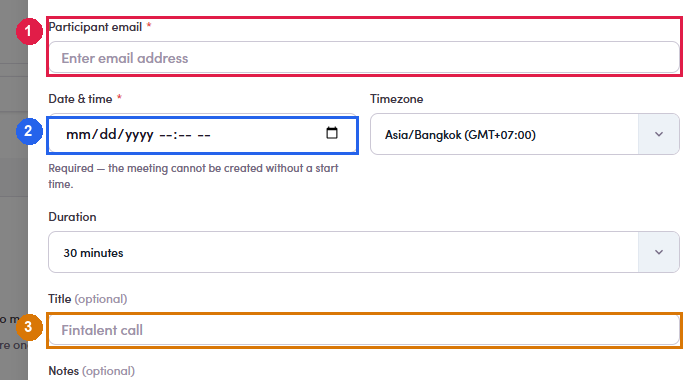 Create meeting opened from the Meetings page