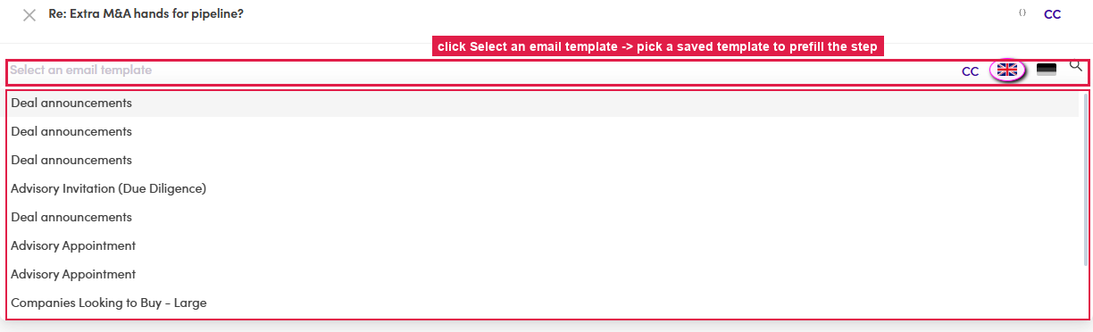 Select an email template