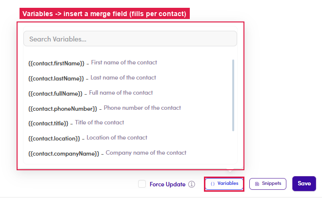 Variables picker