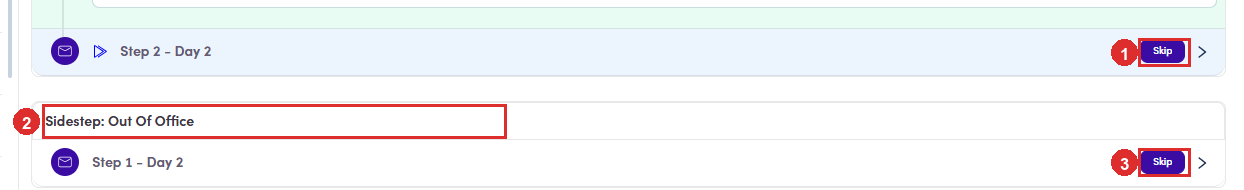 Skip buttons on a main step and on a sidestep