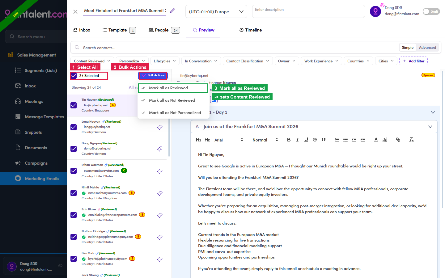 Select All → Bulk Actions → Mark all as Reviewed