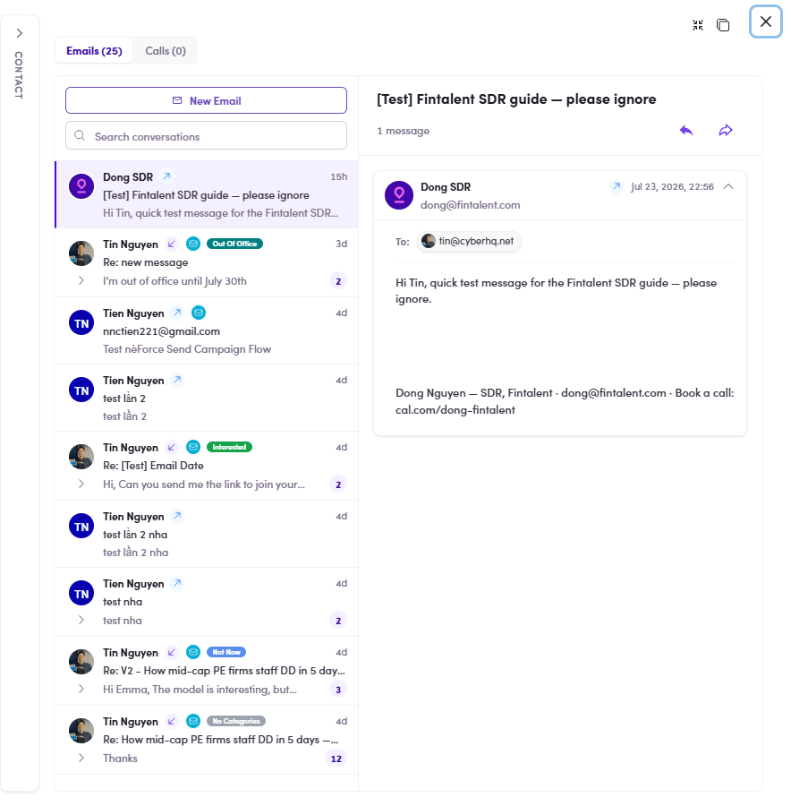 View Inbox result