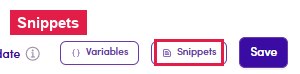 Snippets button in the editor