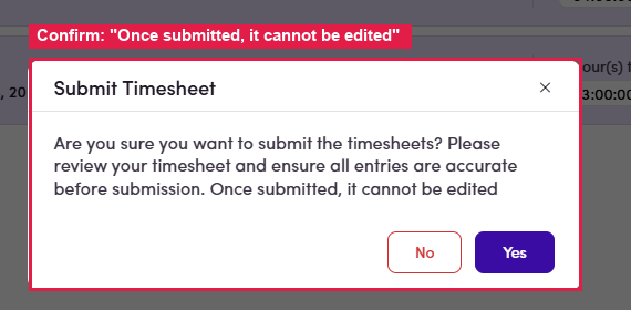 Submit confirmation dialog
