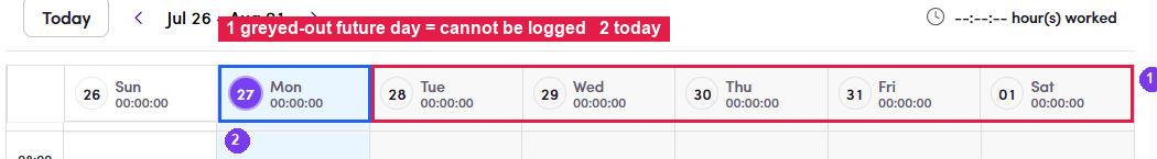 Days that cannot be logged