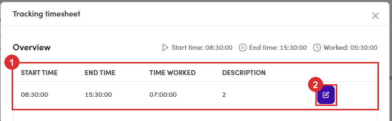 Tracking timesheet
