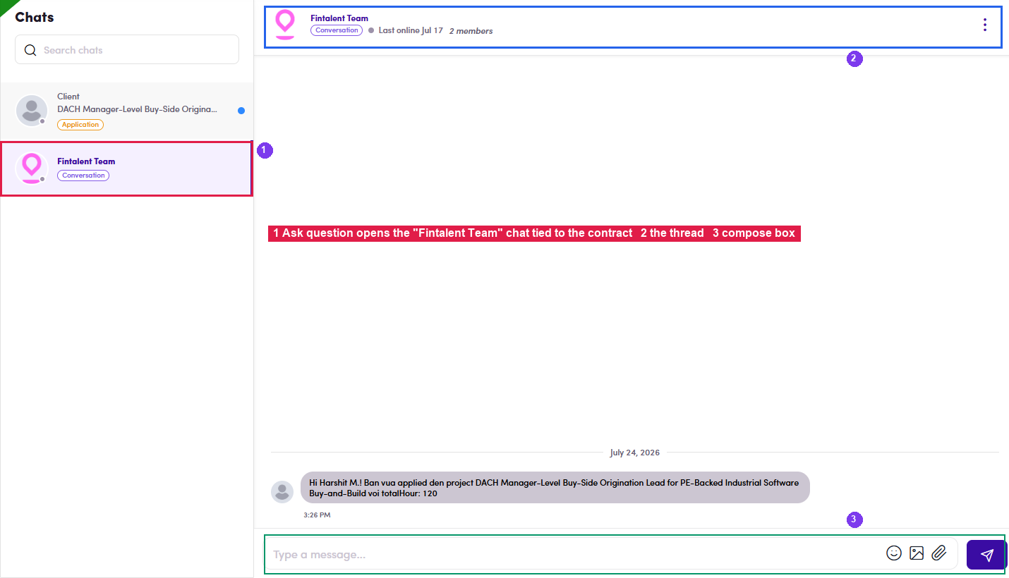 Ask question opens chat