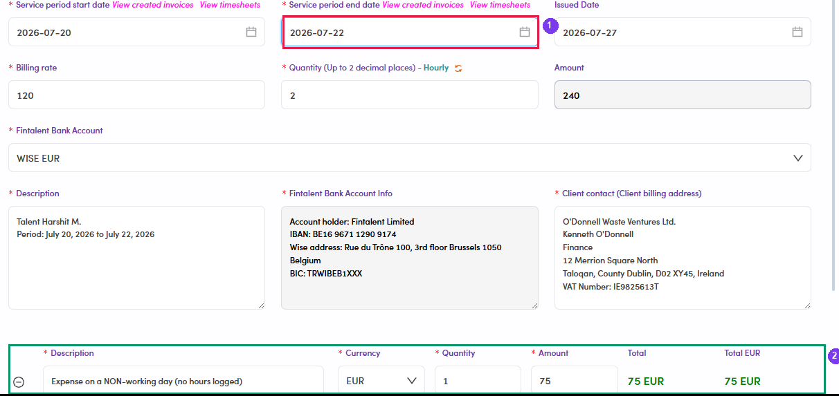 Service period extended, expense appears