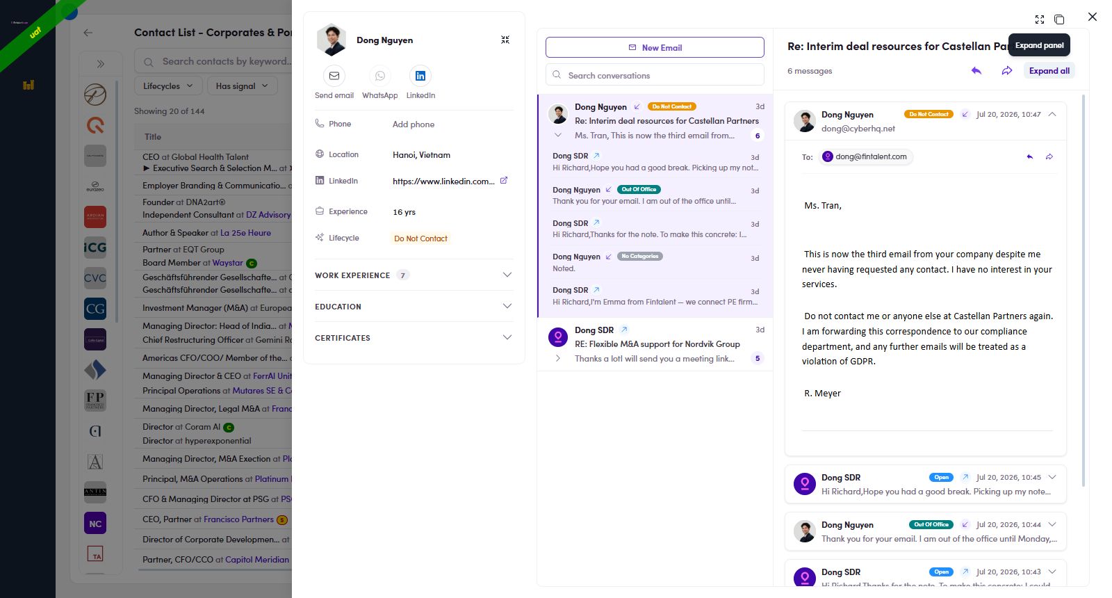 Conversations rail New Email
